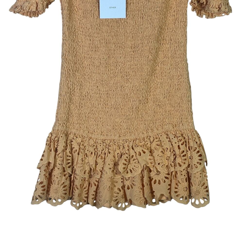 NWT Significant Other Elsa Dress Womens 2 Orange Eyelet Puff Sleeve Smocked Boho - Picture 5 of 10